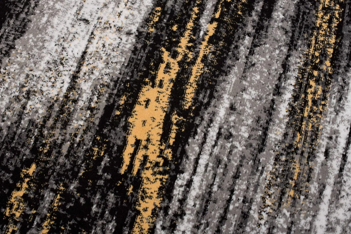 TAPISO Maya Dywan z krótkim włosiem, nowoczesny, rozmyty, melanż, w paski, czarny, szary, żółty, biały, do salonu, sypialni, Öko-Tex 200 x 200 cm