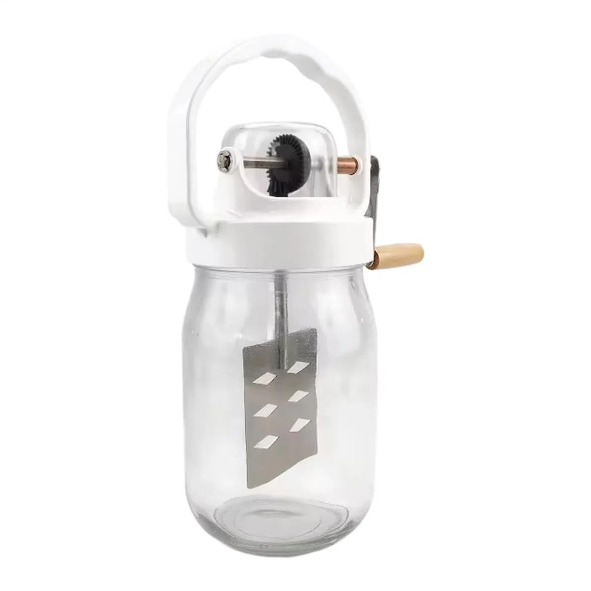 Ręczna Mieszarka z Korba 1.5L Ręczny Blender do Masła | ze Szklaną Butelką Ubijaczka do Jajek do Pieczenia Ciast, Chleba, Wypieków, Herbatników, Bita Śmietana