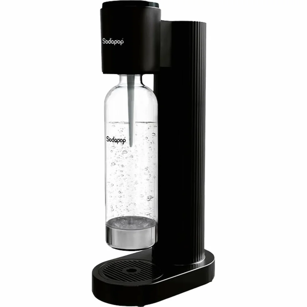 Sodapop Saturator Cooper czarny wraz z 1 butelką PET, stylowy i zajmujący mało miejsca, wysokość 44,8 cm