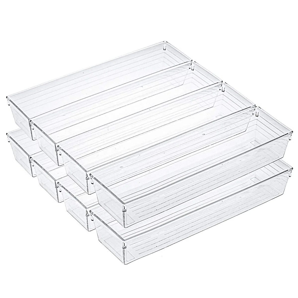 Kingrol Przeźroczyste organizery do szuflad, 30 x 8 x 5 cm, przegródki na biurko, pojemniki do przechowywania, zestaw do kuchni, łazienki, artykuły biurowe, 10 szt