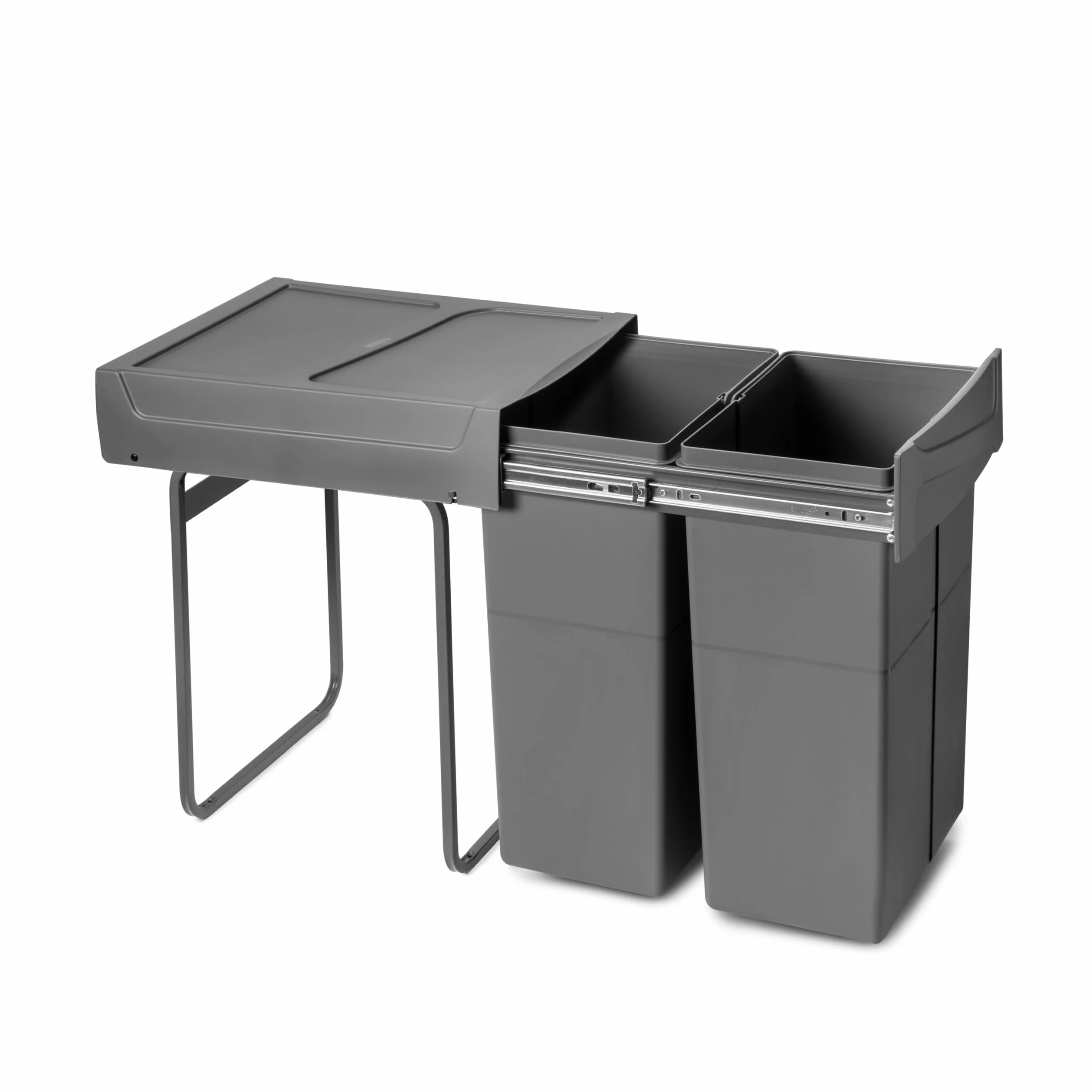 Pojemnik do recyklingu Emuca 2x25 litrów wysuw manualny szary antracytowy