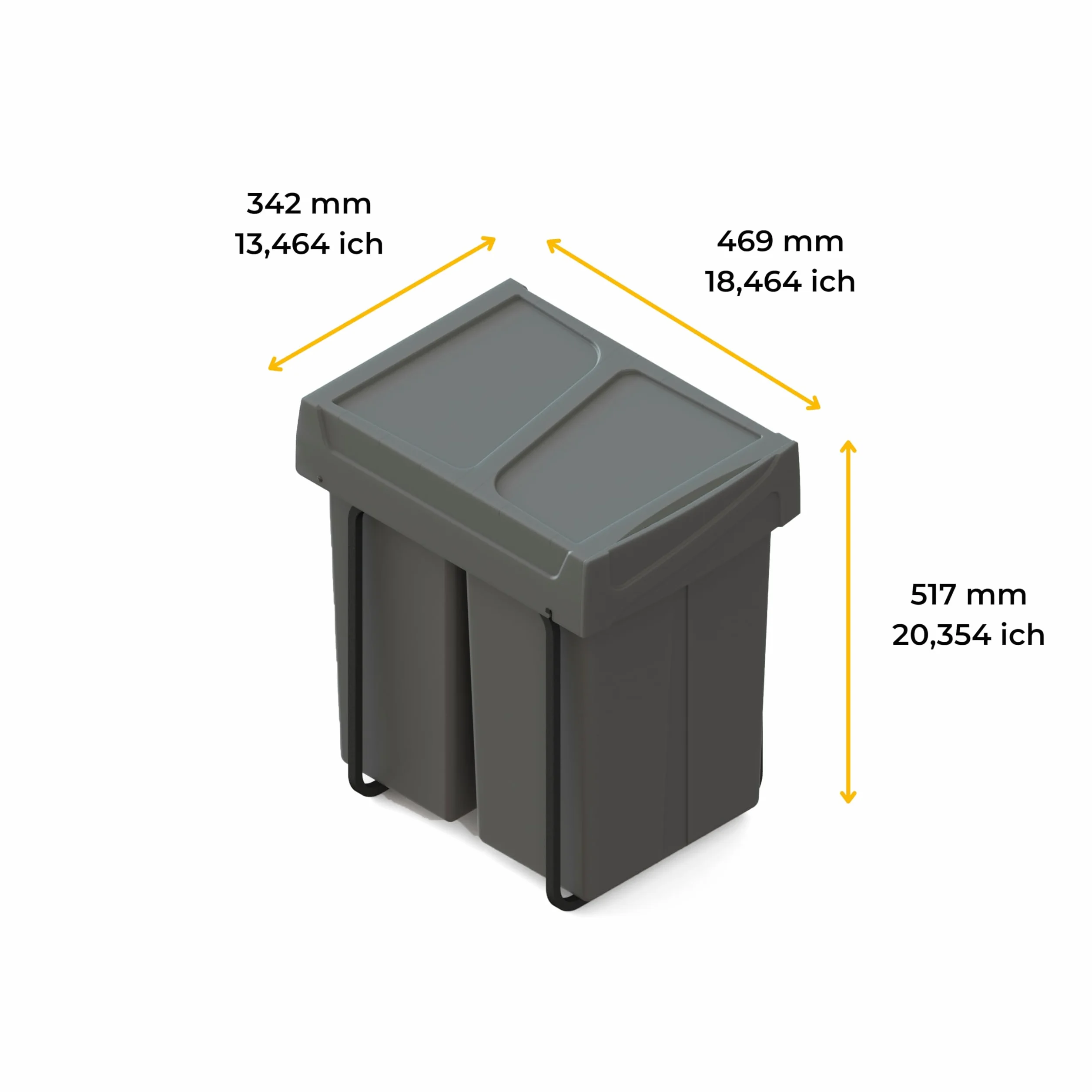 Pojemnik do recyklingu Emuca 2x25 litrów wysuw manualny szary antracytowy