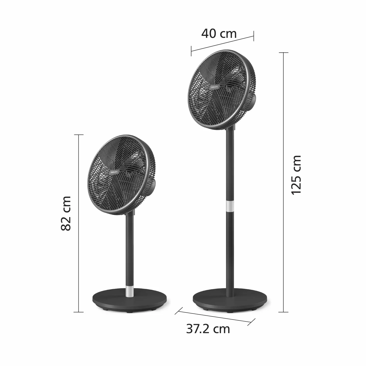 Inteligentny Wentylator Philips Seria 3000. Wydajny i Cichy Z Technologią SilentWings. 19 dB. Regulowana wysokość: wentylator Stołowy i Stojący 2w1. Odchylany i Obrotowy. Aplikacja. Czarny (CX3550/01)