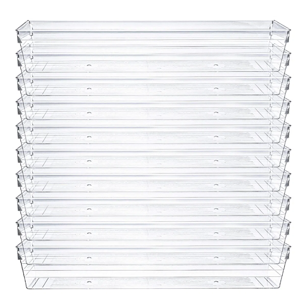 Kingrol Przeźroczyste organizery do szuflad, 30 x 8 x 5 cm, przegródki na biurko, pojemniki do przechowywania, zestaw do kuchni, łazienki, artykuły biurowe, 10 szt