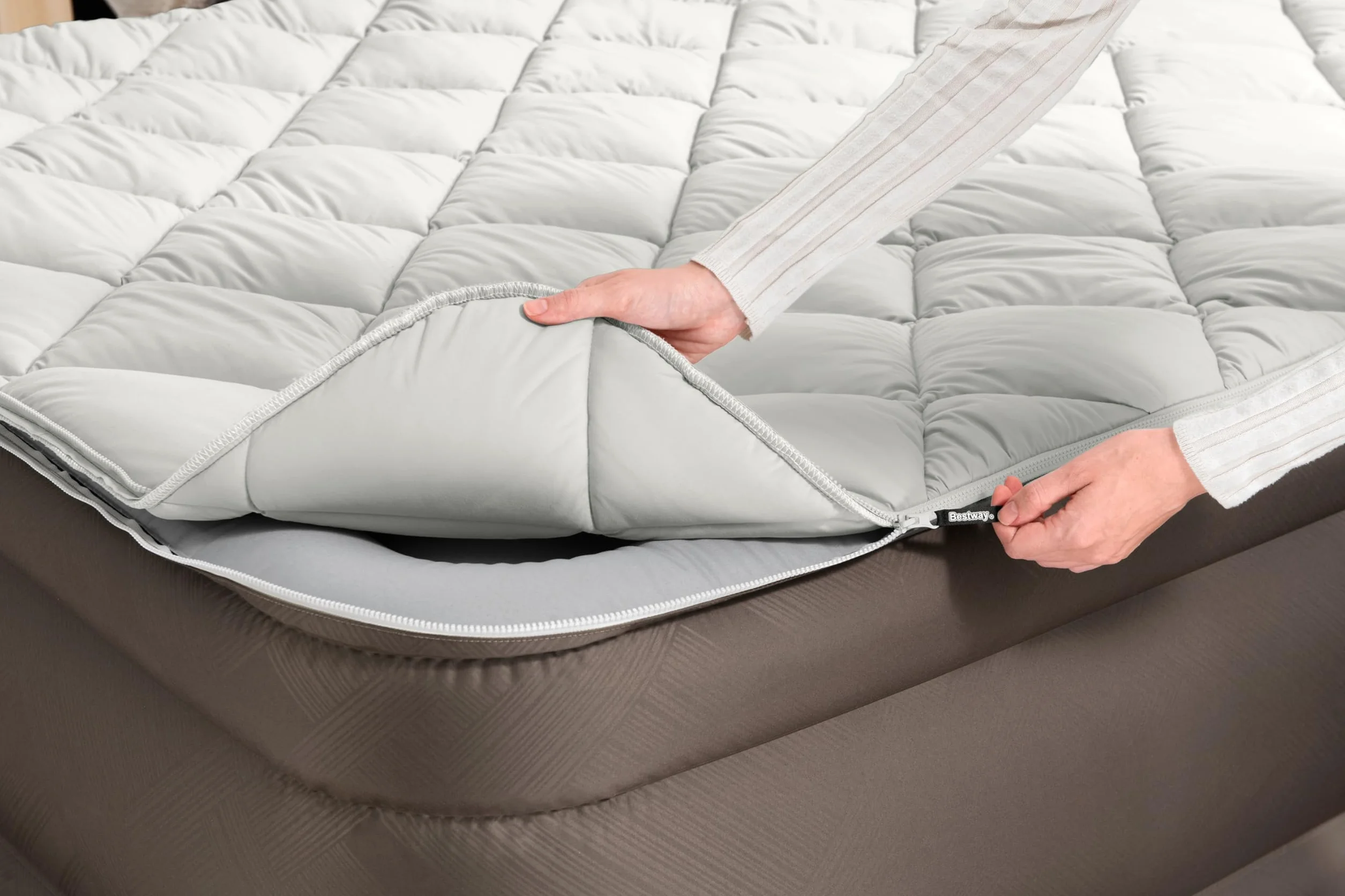 Bestway Fortech podwójny materac dmuchany 203 x 152 x 51 cm z pompą elektryczną