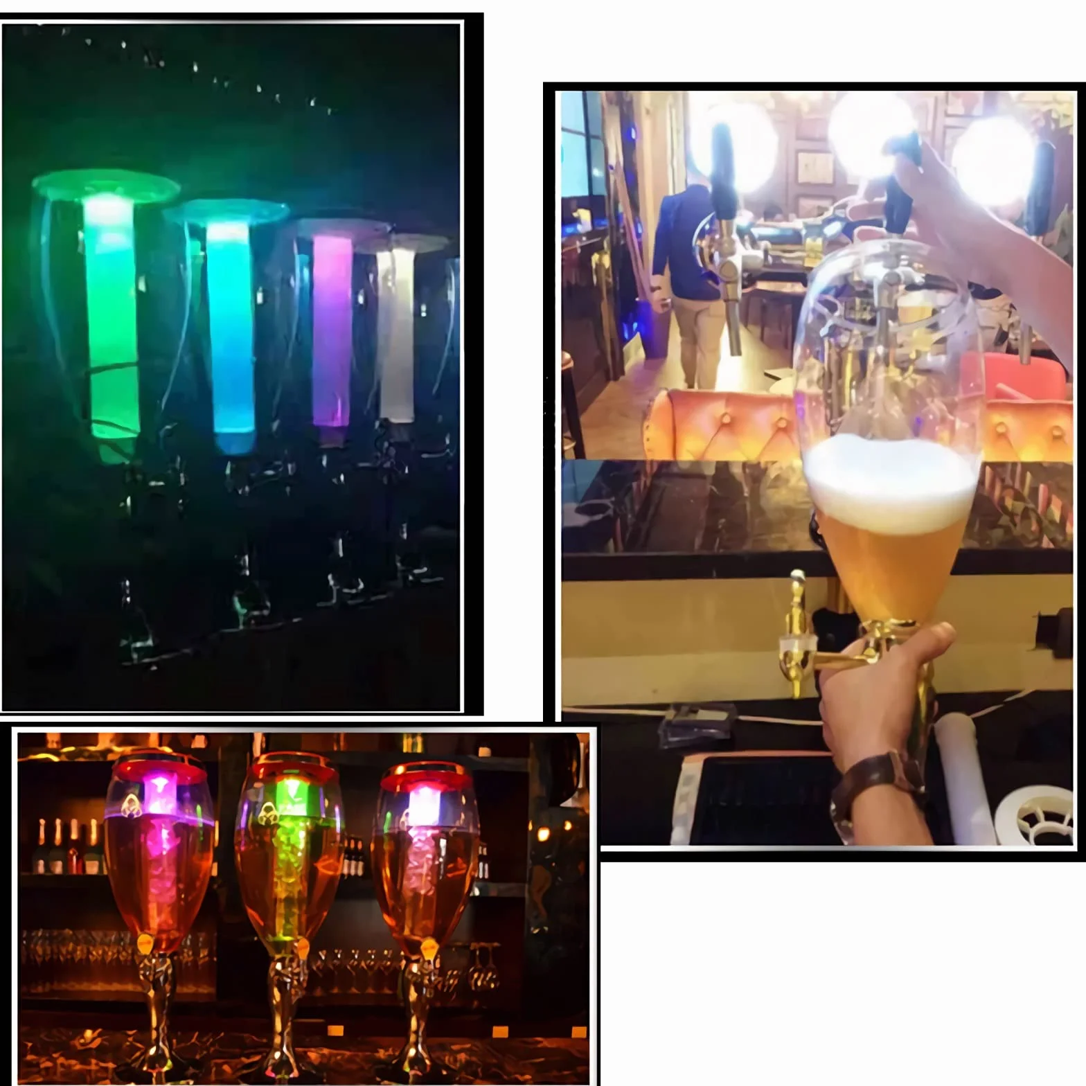Wieża napojów Duży dozownik piwa 5L 170 OZ z lodem Tube Dotknij i światła Gold