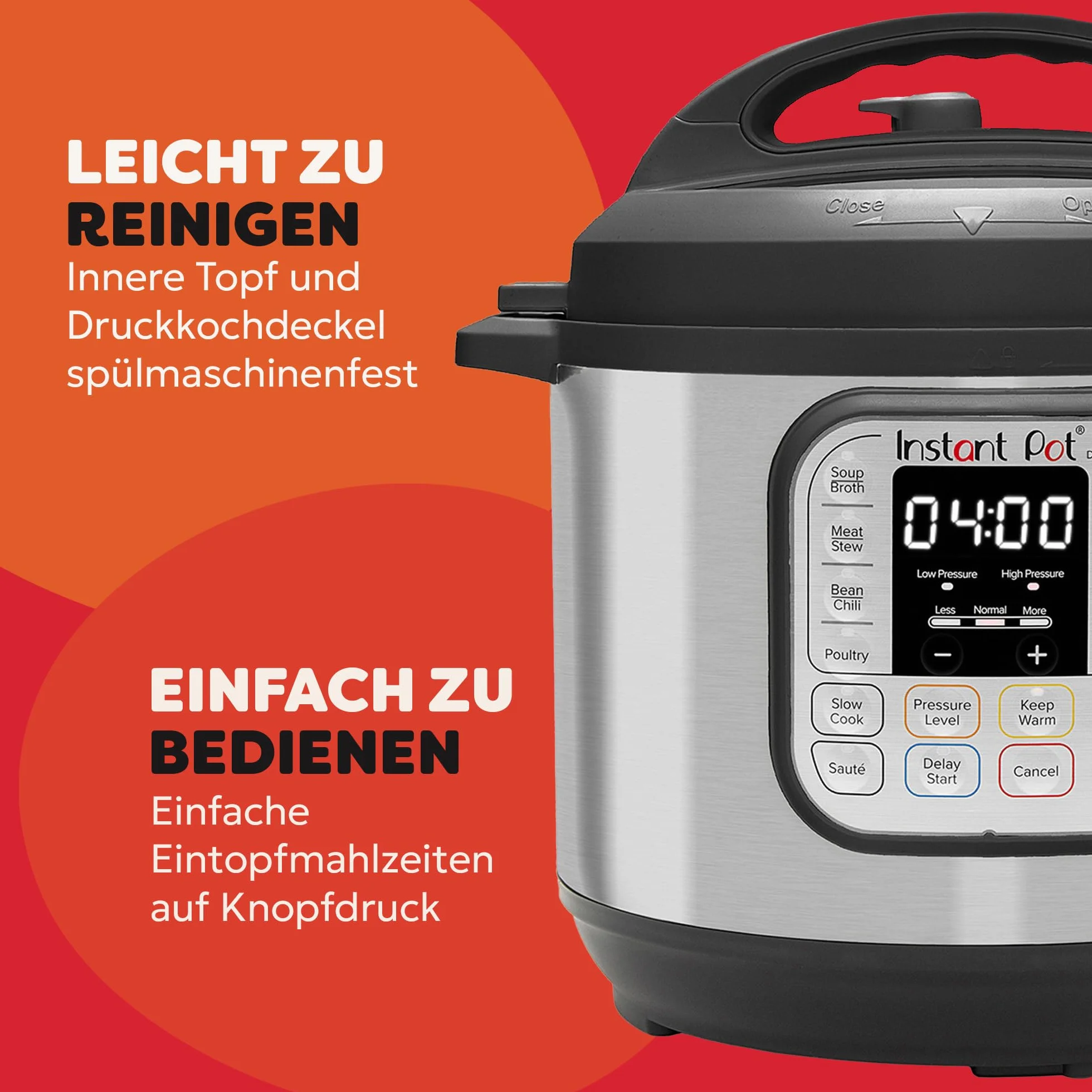 Instant Pot Duo 7-w-1 multicooker 5,7L – szczotkowana stal nierdzewna, duży szybkowar, wolnowar, ryżowar, patelnia do smażenia, jogurtownica, parownica i podgrzewacz żywności, zmywacza do zmywarki
