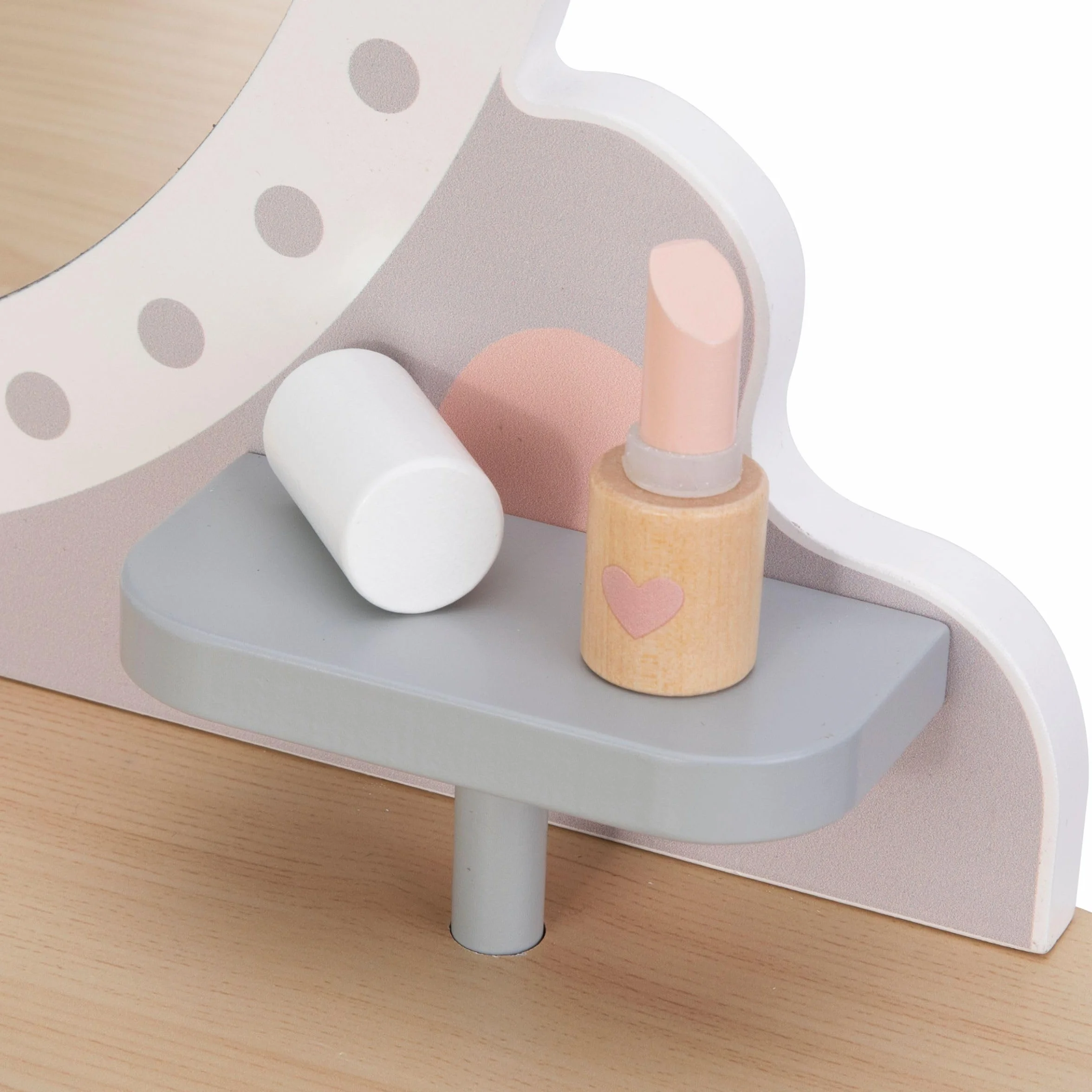 Mamabrum, Drewniany Make up Set, Toaletka z Taboretem i Akcesoriami, Toaletka, Taboret, Prostownica, Perfumy, Lakier do Paznokci, Szczotka do Włosów, Gumki do Włosów
