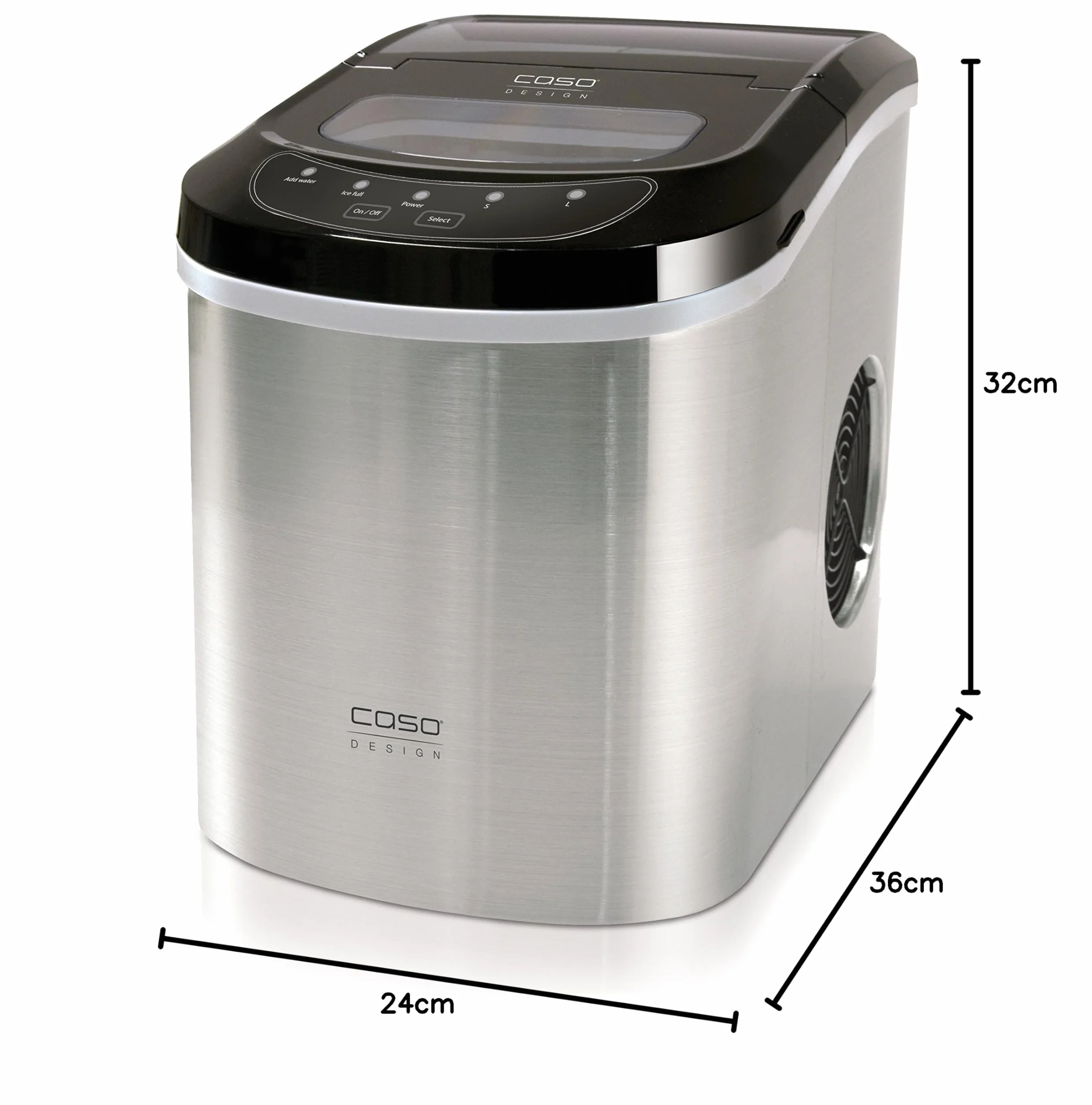 CASO IceMaster Pro Kostkarka do lodu, 2 rozmiary lodu, stal nierdzewna, produkuje kostki lodu 500 g/h