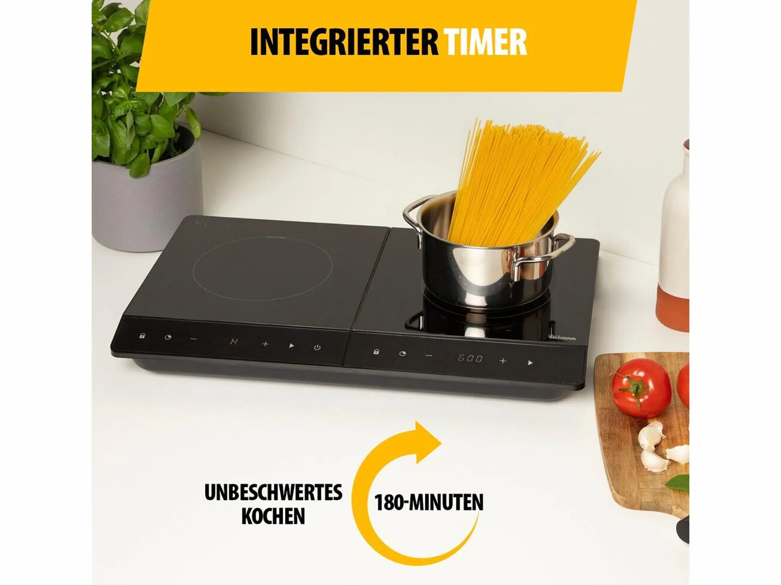 Tristar Podwójna płyta indukcyjna 3500 W, 19 i 16 cm, 10 poziomów mocy, timer