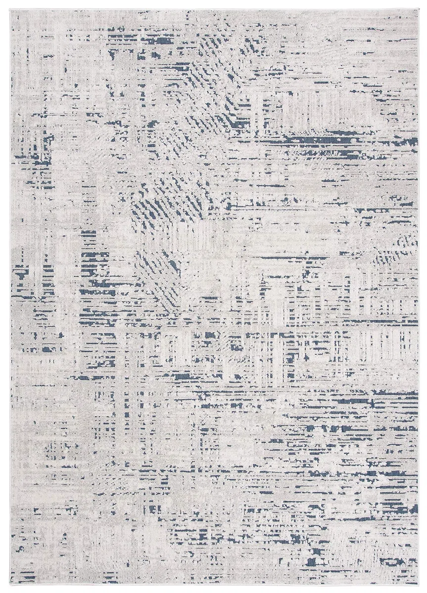 Tapiso Lotus dywan z krótkim włosiem, kremowy, niebieski, ecru, nowoczesne wzornictwo, do salonu, sypialni, w formie pętli, wygląd 3D, Ökotex 160 x 220 cm